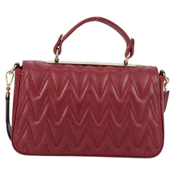 VALENTINO Hand Bag Leather 2way Red Gold Auth 135211V - 0