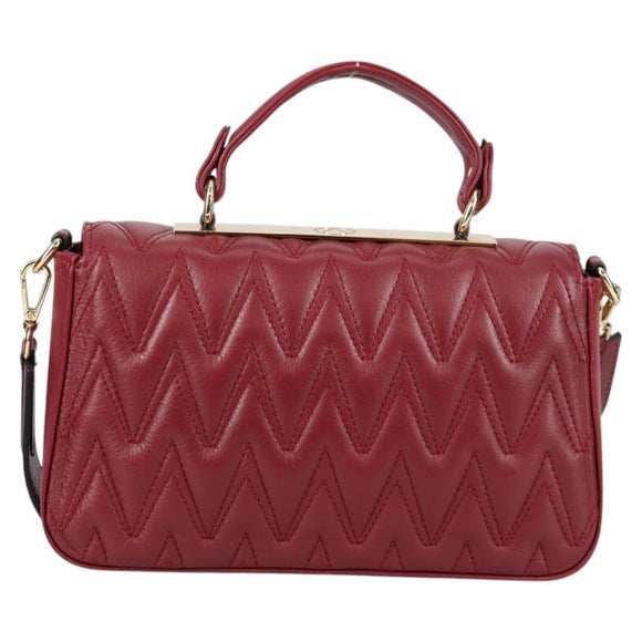VALENTINO Hand Bag Leather 2way Red Gold Auth 135211V