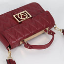 VALENTINO Hand Bag Leather 2way Red Gold Auth 135211V-6