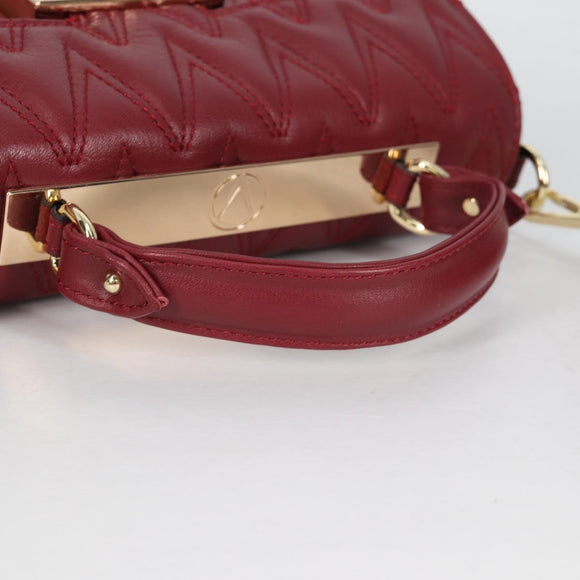 VALENTINO Hand Bag Leather 2way Red Gold Auth 135211V