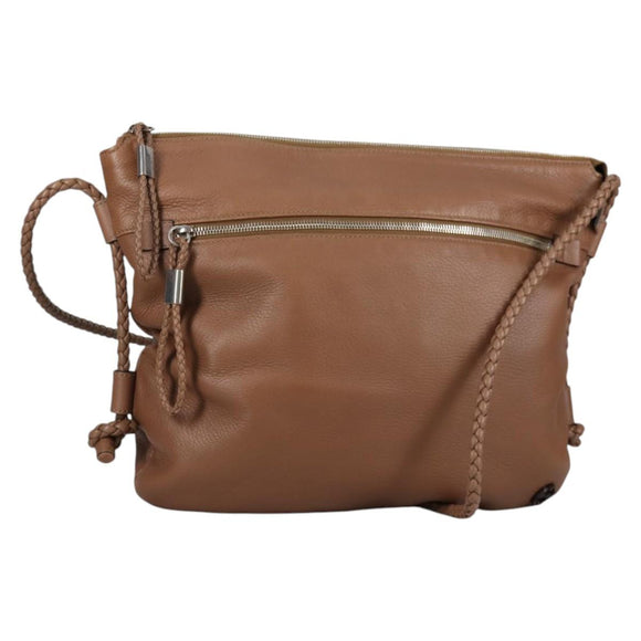 GUCCI Shoulder Bag Leather Brown Silver 268244 Auth 135212