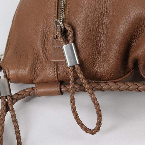 GUCCI Shoulder Bag Leather Brown Silver 268244 Auth 135212