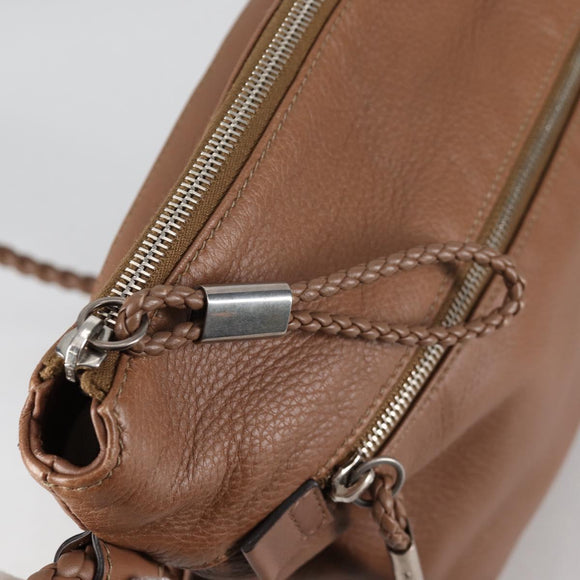 GUCCI Shoulder Bag Leather Brown Silver 268244 Auth 135212