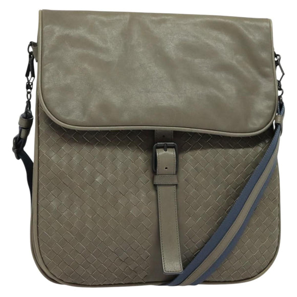 BOTTEGA VENETA INTRECCIATO Shoulder Bag Leather outlet Gray Auth 135216