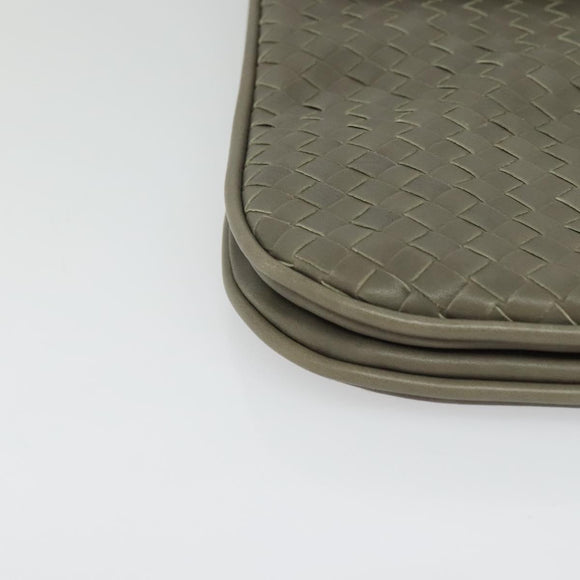 BOTTEGA VENETA INTRECCIATO Shoulder Bag Leather outlet Gray Auth 135216