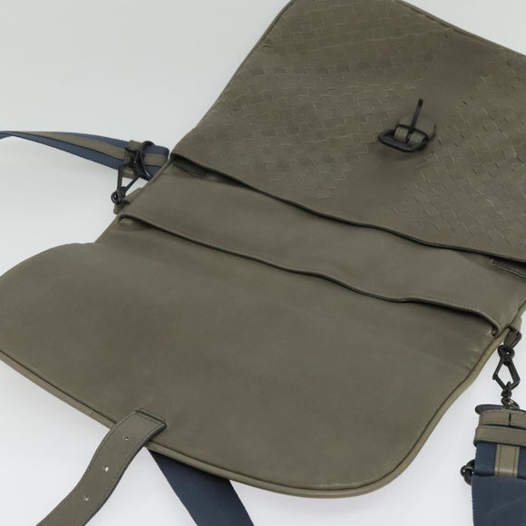 BOTTEGA VENETA INTRECCIATO Shoulder Bag Leather outlet Gray Auth 135216