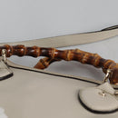 GUCCI Bamboo Hand Bag Leather 2way White Gold 308360 Auth 135217V-15