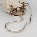 GUCCI Bamboo Hand Bag Leather 2way White Gold 308360 Auth 135217V-9