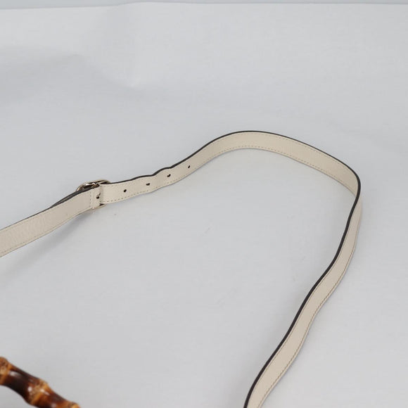 GUCCI Bamboo Hand Bag Leather 2way White Gold 308360 Auth 135217V