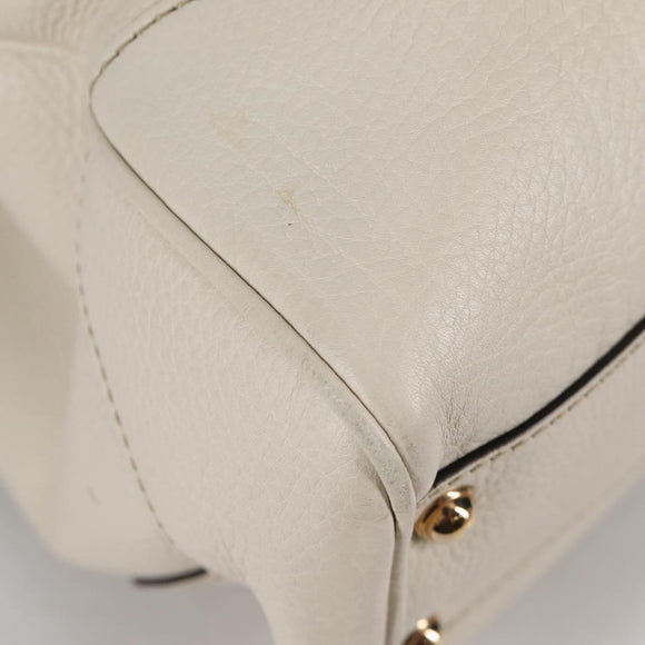 GUCCI Bamboo Hand Bag Leather 2way White Gold 308360 Auth 135217V