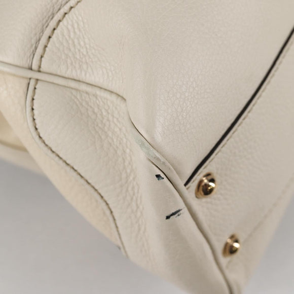 GUCCI Bamboo Hand Bag Leather 2way White Gold 308360 Auth 135217V