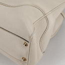 GUCCI Bamboo Hand Bag Leather 2way White Gold 308360 Auth 135217V-21