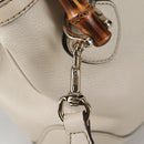 GUCCI Bamboo Hand Bag Leather 2way White Gold 308360 Auth 135217V-22