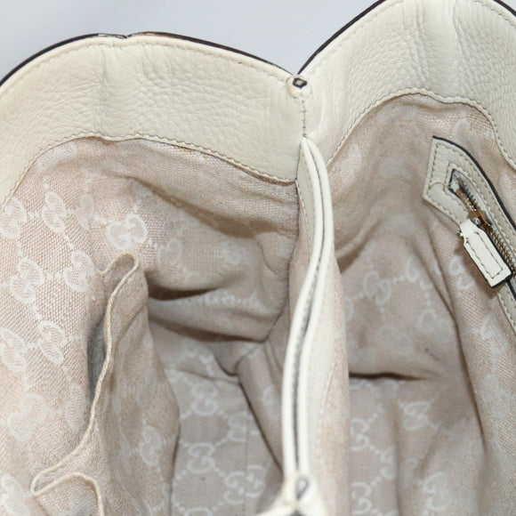 GUCCI Bamboo Hand Bag Leather 2way White Gold 308360 Auth 135217V