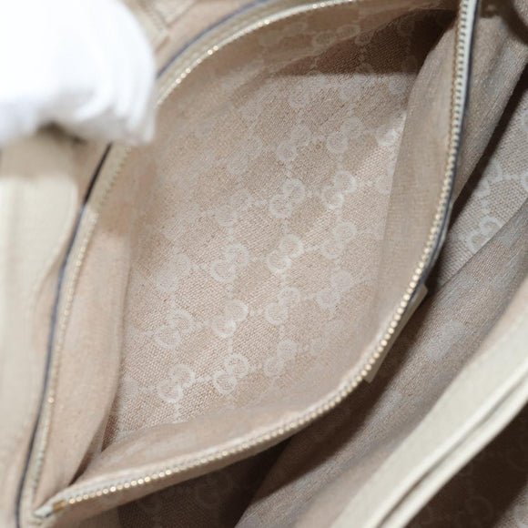 GUCCI Bamboo Hand Bag Leather 2way White Gold 308360 Auth 135217V