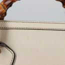 GUCCI Bamboo Hand Bag Leather 2way White Gold 308360 Auth 135217V-4