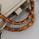 GUCCI Bamboo Hand Bag Leather 2way White Gold 308360 Auth 135217V-8
