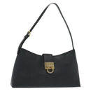 Salvatore Ferragamo Gancini Hand Bag Leather Navy Gold Auth 135232-1
