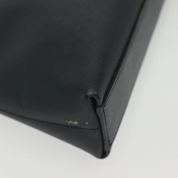 Salvatore Ferragamo Gancini Hand Bag Leather Navy Gold Auth 135232