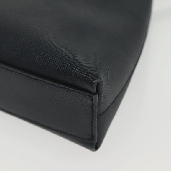 Salvatore Ferragamo Gancini Hand Bag Leather Navy Gold Auth 135232