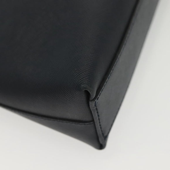 Salvatore Ferragamo Gancini Hand Bag Leather Navy Gold Auth 135232