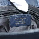 Salvatore Ferragamo Gancini Hand Bag Leather Navy Gold Auth 135232-16
