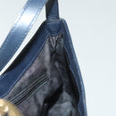 Salvatore Ferragamo Gancini Hand Bag Leather Navy Gold Auth 135232-18