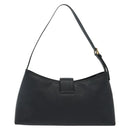 Salvatore Ferragamo Gancini Hand Bag Leather Navy Gold Auth 135232-3