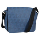 FENDI Zucca Canvas Shoulder Bag PVC Blue Silver Auth 135235M-1