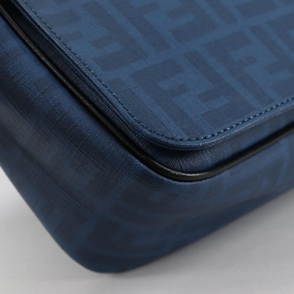 FENDI Zucca Canvas Shoulder Bag PVC Blue Silver Auth 135235M