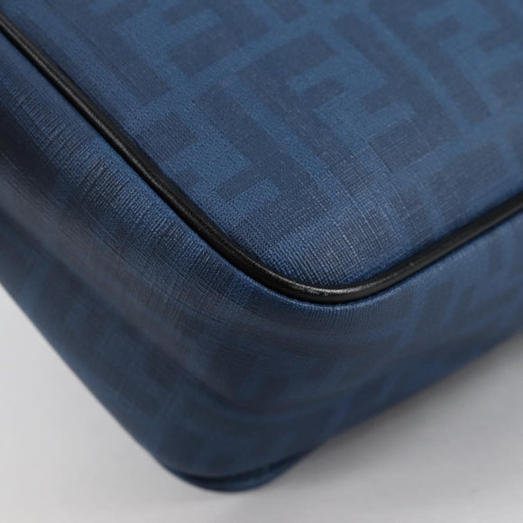 FENDI Zucca Canvas Shoulder Bag PVC Blue Silver Auth 135235M