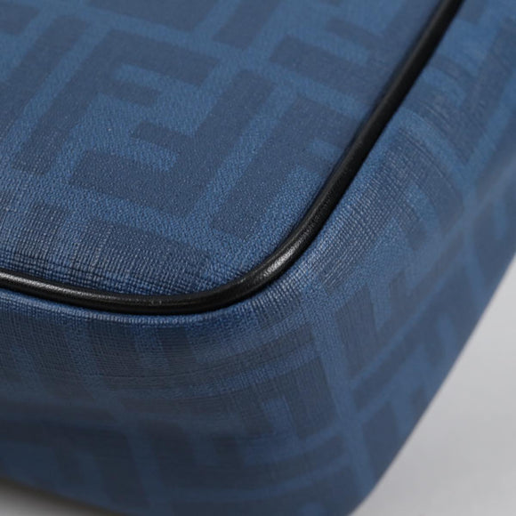 FENDI Zucca Canvas Shoulder Bag PVC Blue Silver Auth 135235M