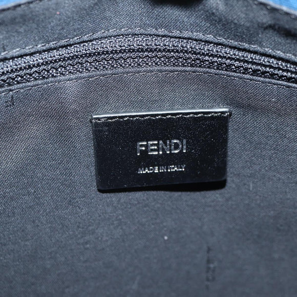 FENDI Zucca Canvas Shoulder Bag PVC Blue Silver Auth 135235M
