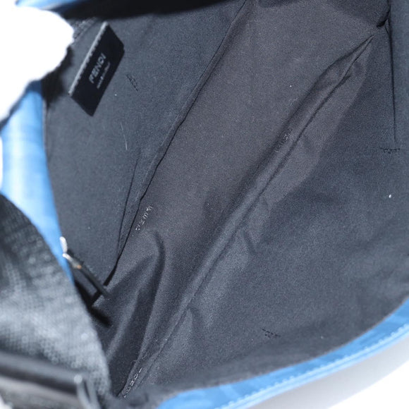 FENDI Zucca Canvas Shoulder Bag PVC Blue Silver Auth 135235M