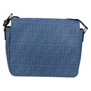 FENDI Zucca Canvas Shoulder Bag PVC Blue Silver Auth 135235M-13
