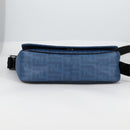FENDI Zucca Canvas Shoulder Bag PVC Blue Silver Auth 135235M-5