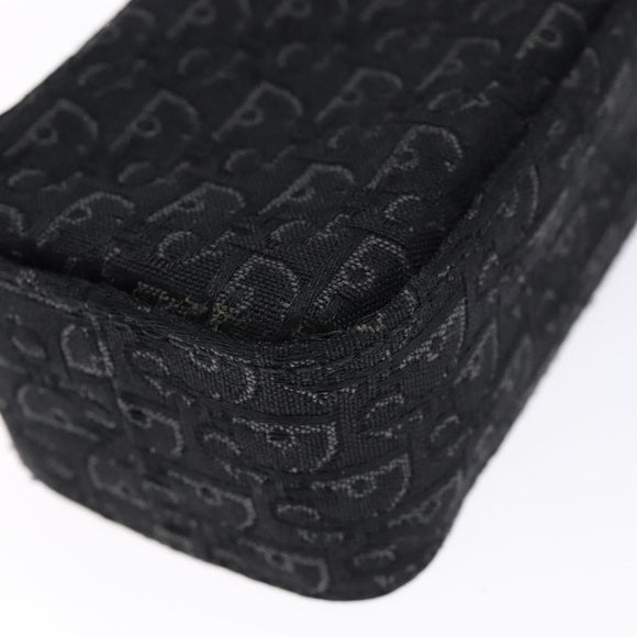 Christian Dior Trotter Canvas Shoulder Bag Black Silver Auth 135238