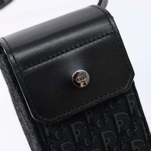 Christian Dior Trotter Canvas Shoulder Bag Black Silver Auth 135238