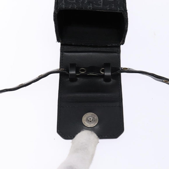 Christian Dior Trotter Canvas Shoulder Bag Black Silver Auth 135238