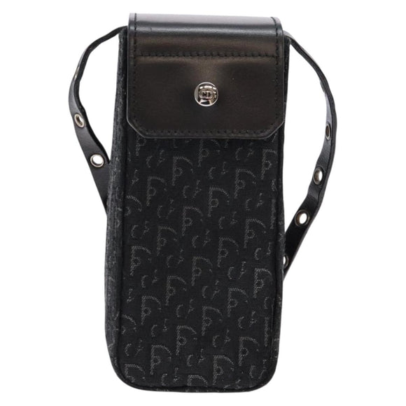 Christian Dior Trotter Canvas Shoulder Bag Black Silver Auth 135238