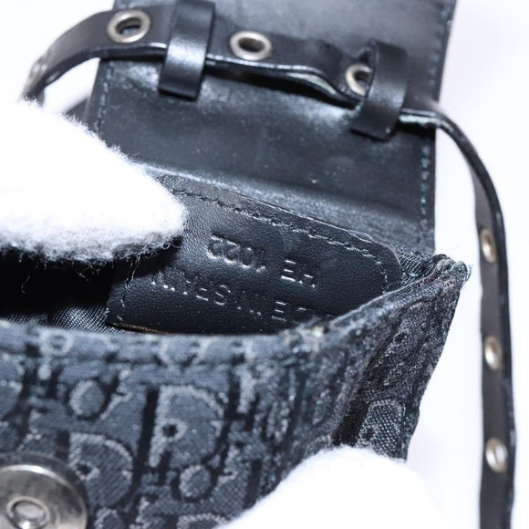 Christian Dior Trotter Canvas Shoulder Bag Black Silver Auth 135238