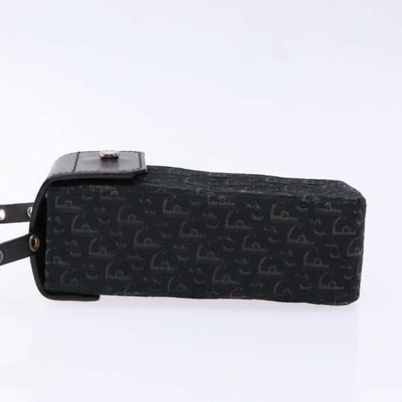 Christian Dior Trotter Canvas Shoulder Bag Black Silver Auth 135238