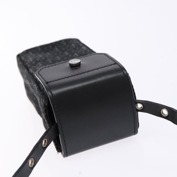 Christian Dior Trotter Canvas Shoulder Bag Black Silver Auth 135238