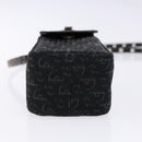 Christian Dior Trotter Canvas Shoulder Bag Black Silver Auth 135238-5