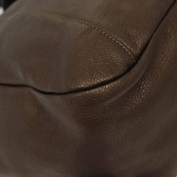 LOEWE Hand Bag Leather Brown Gold Auth 135240