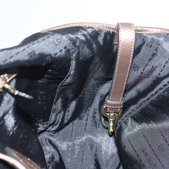 LOEWE Hand Bag Leather Brown Gold Auth 135240