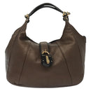 LOEWE Hand Bag Leather Brown Gold Auth 135240-13