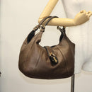LOEWE Hand Bag Leather Brown Gold Auth 135240-21
