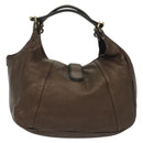 LOEWE Hand Bag Leather Brown Gold Auth 135240-2
