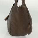 LOEWE Hand Bag Leather Brown Gold Auth 135240-3